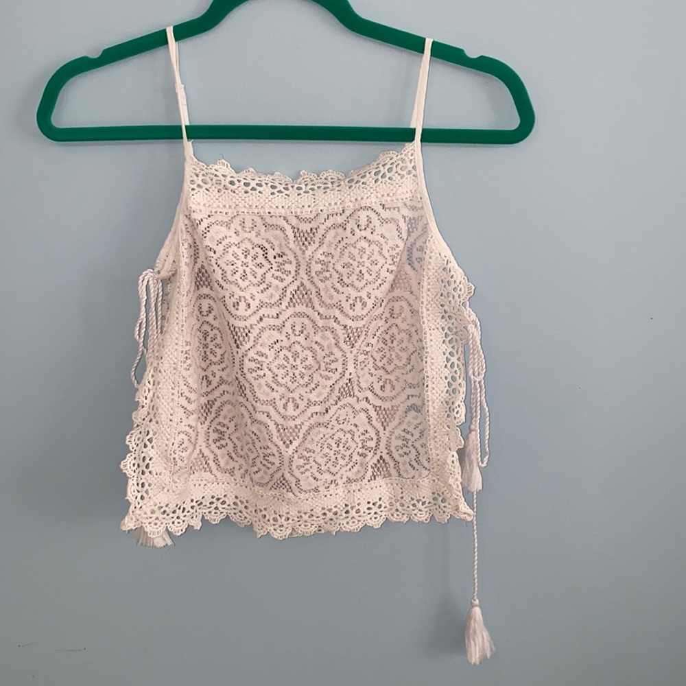 Aerie white lace top/ swim cover up